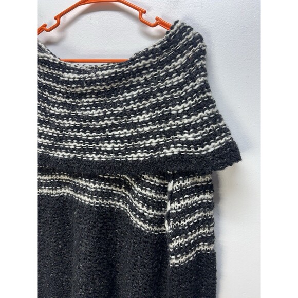 Free People Engineer Black White Striped Cowl Neck Wool Sweater Oversized S - Picture 4 of 14